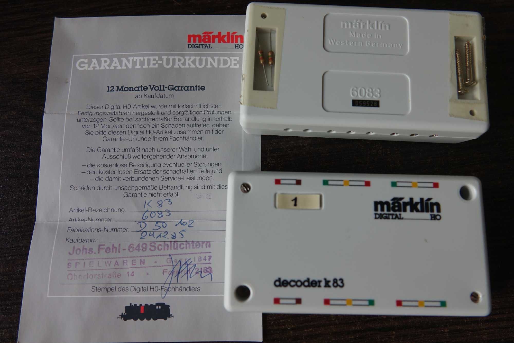 MARKLIN dekoder kolejka HO