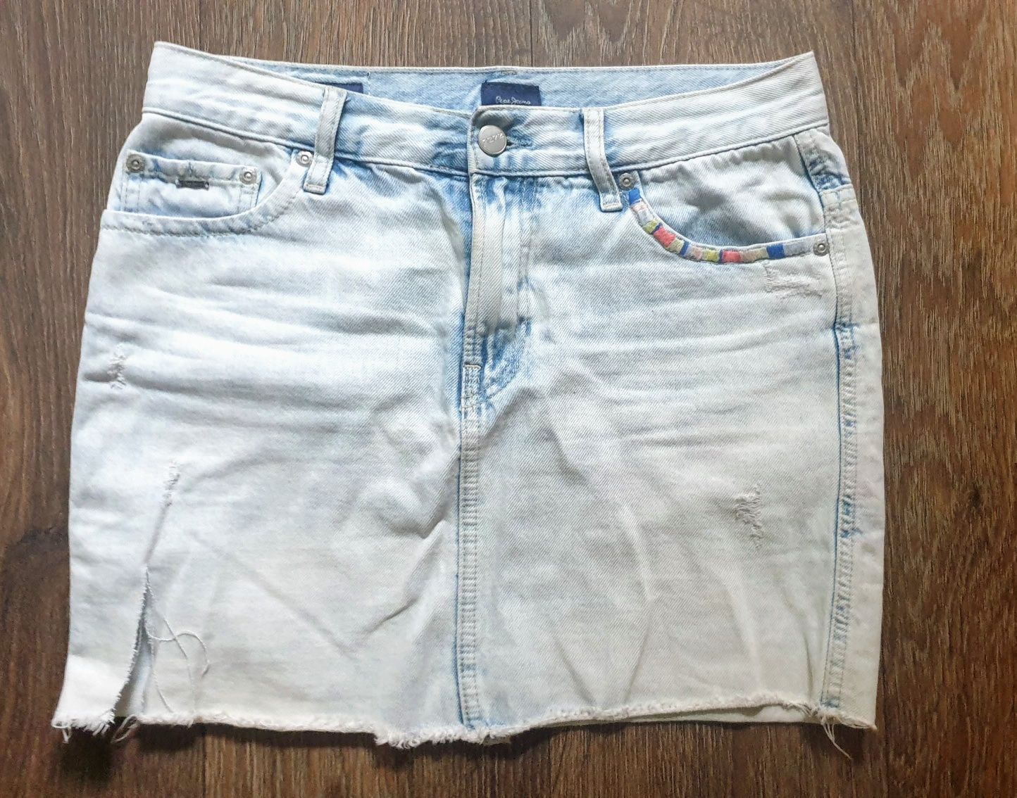 Pepe Jeans spódniczka jeans mini fit regular S 36 przetarcia rozprucia