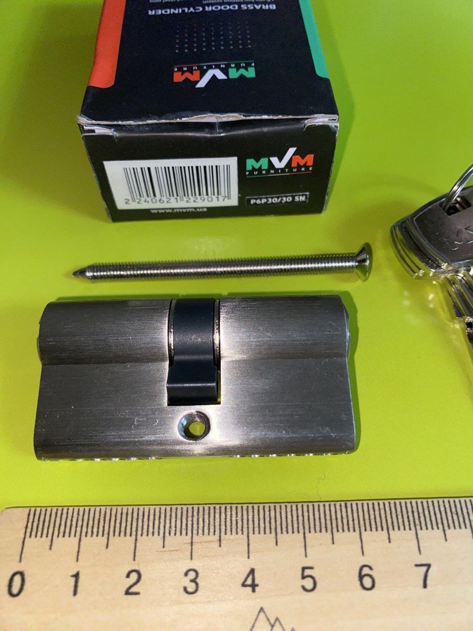 Циліндр MVM P6P 30×30 ключ-ключ 60 мм матовий нікель P6P30/30 SN