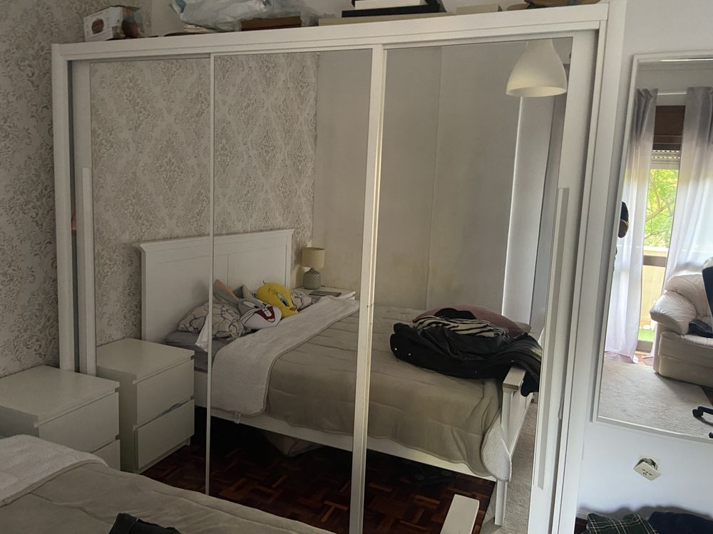 Roupeiro CYRUS portas deslizantes com espelho 231x205cm branco