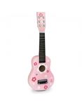 Gitara dziecięca drewniana różowa, kwiaty M G27