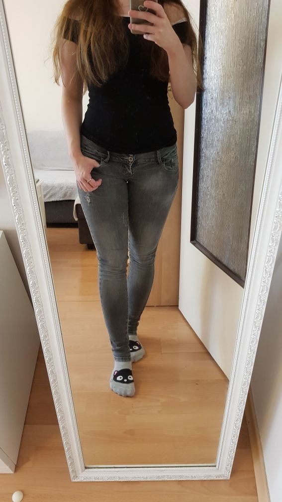 Szare spodnie rurki Miss Curry Jeans