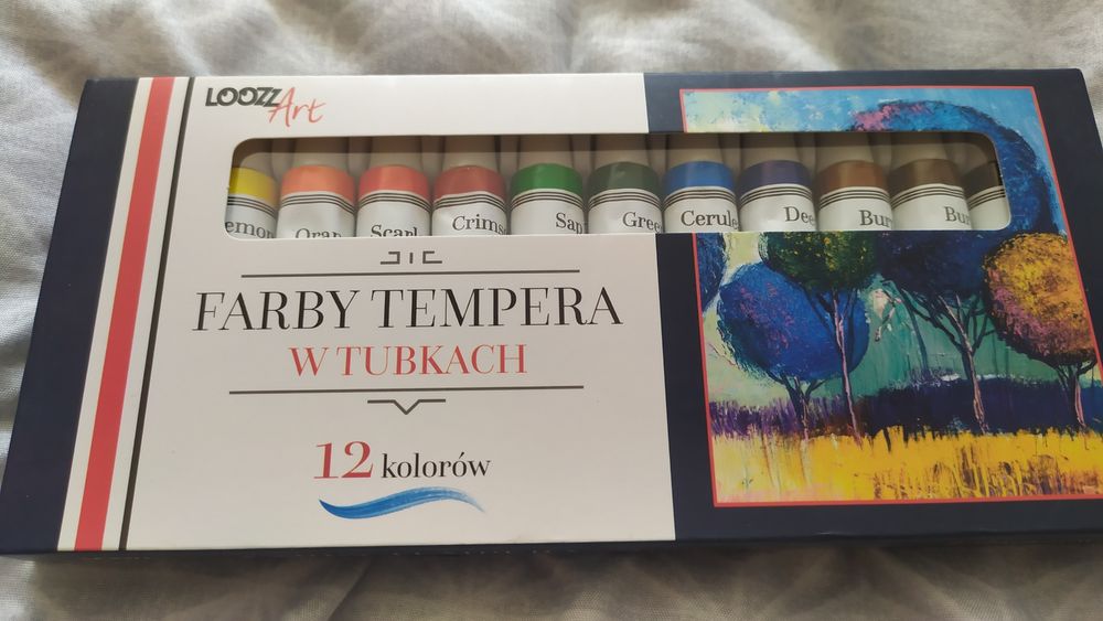 Farby Tempera w tubkach 12 kolorów - LoozzArt
