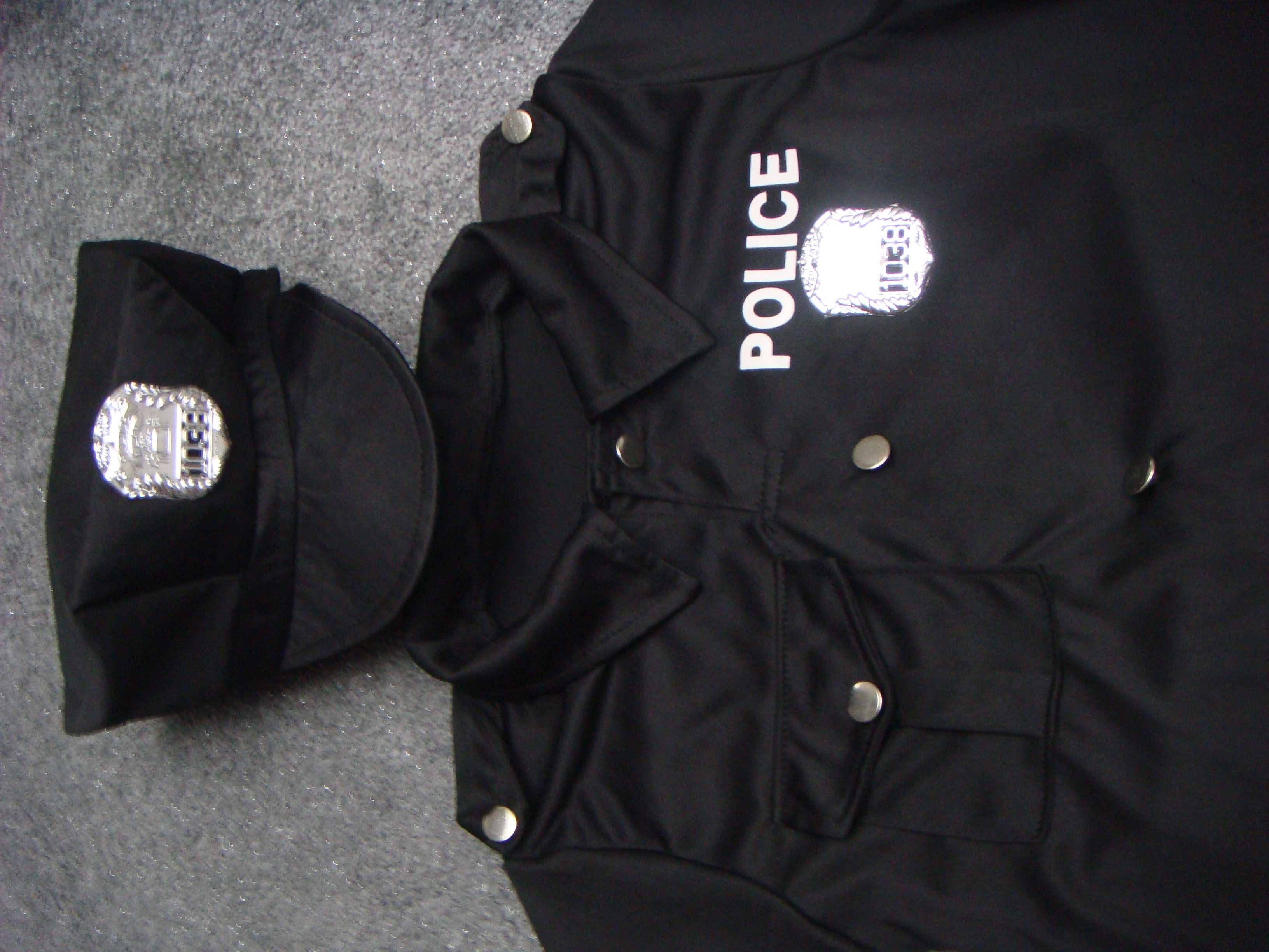 strój karnawał przebranie POLICJANT z odznaką i czapką r 116/122