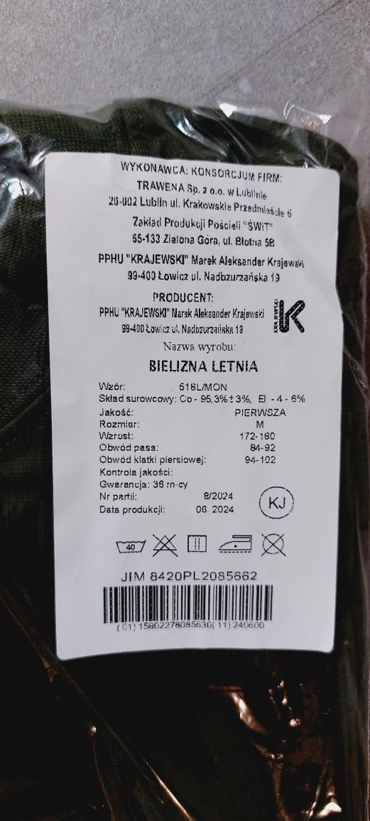 Bielizna letnia wojskowa koszulka + spodenki 518/MON rozmiar M