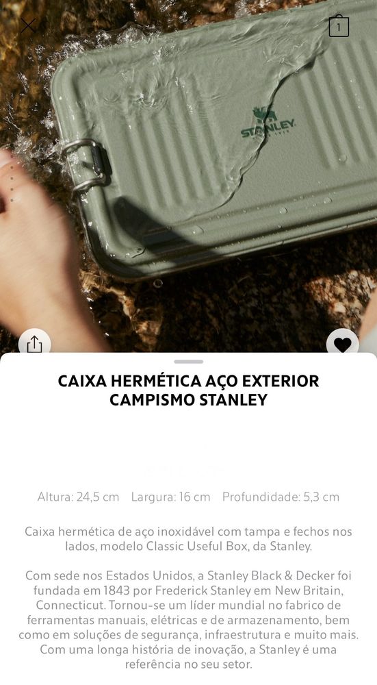 Caixa Hermética Aço Exterior Campismo STANLEY Zara Home NOVO