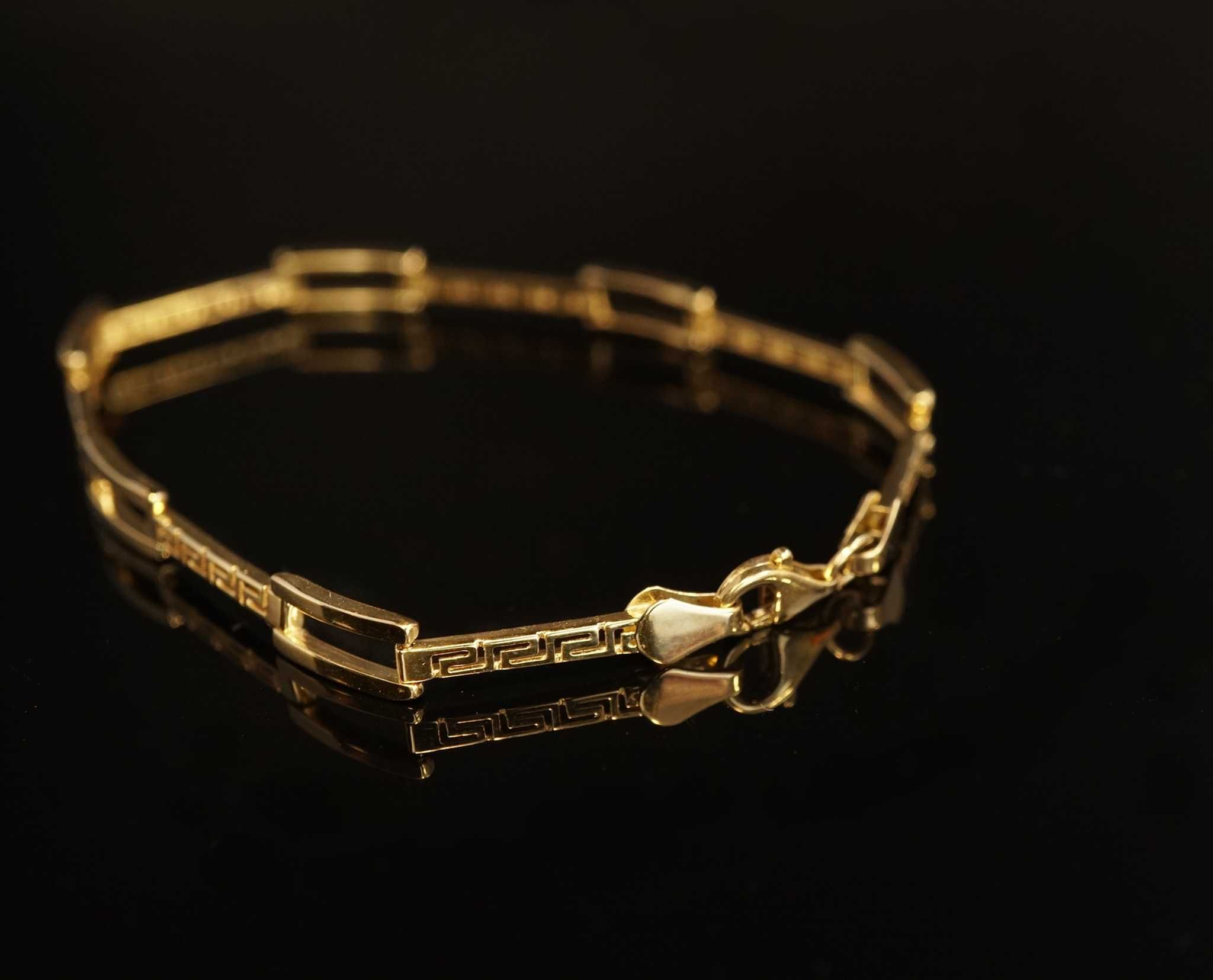 Złoto 585-złota bransoletka damska z greckim wzorem