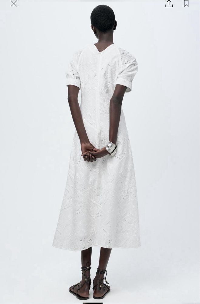 Aktualna kolekcja. Sukienka biała długa midi letnia bawełna Zara nowa