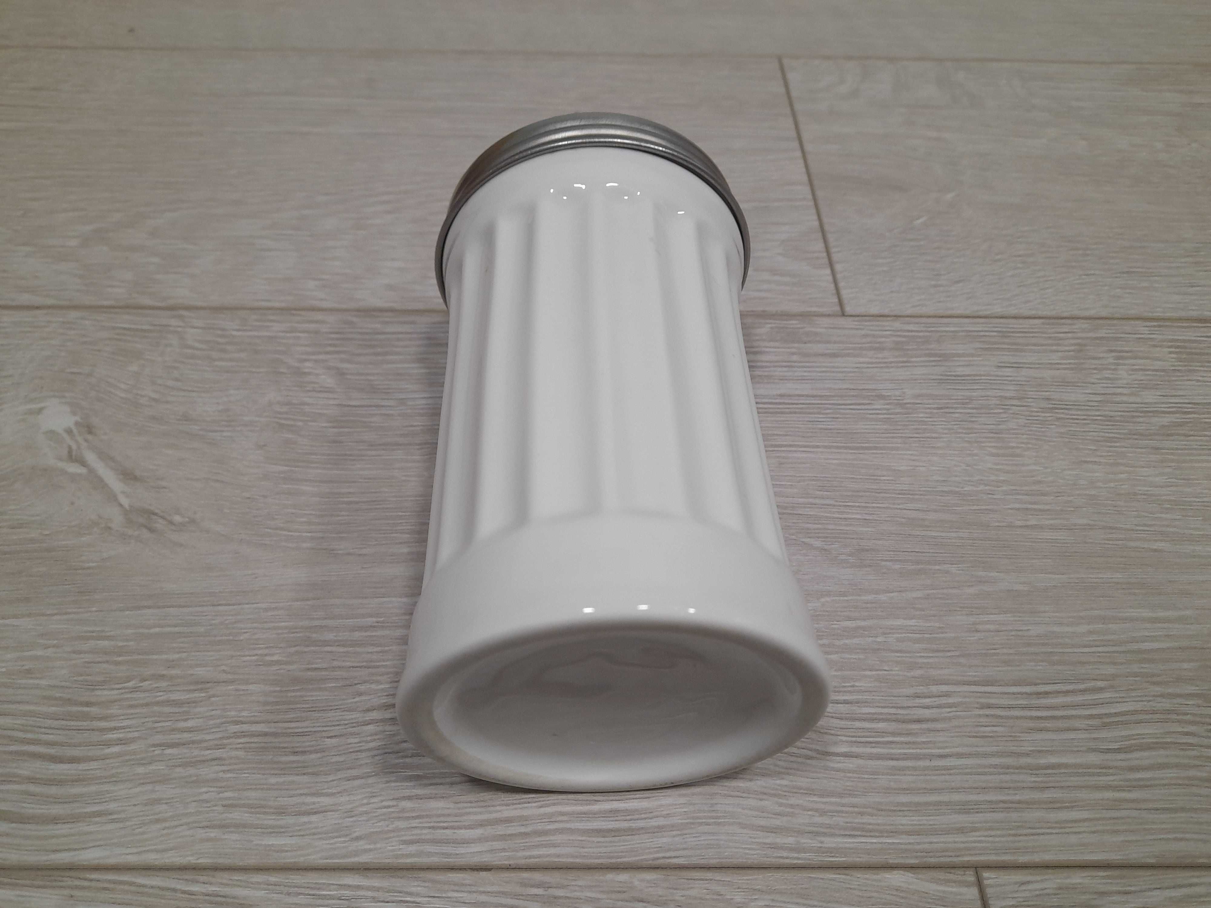 Duża cukiernica z dozownikiem dyspenser porcelana stal