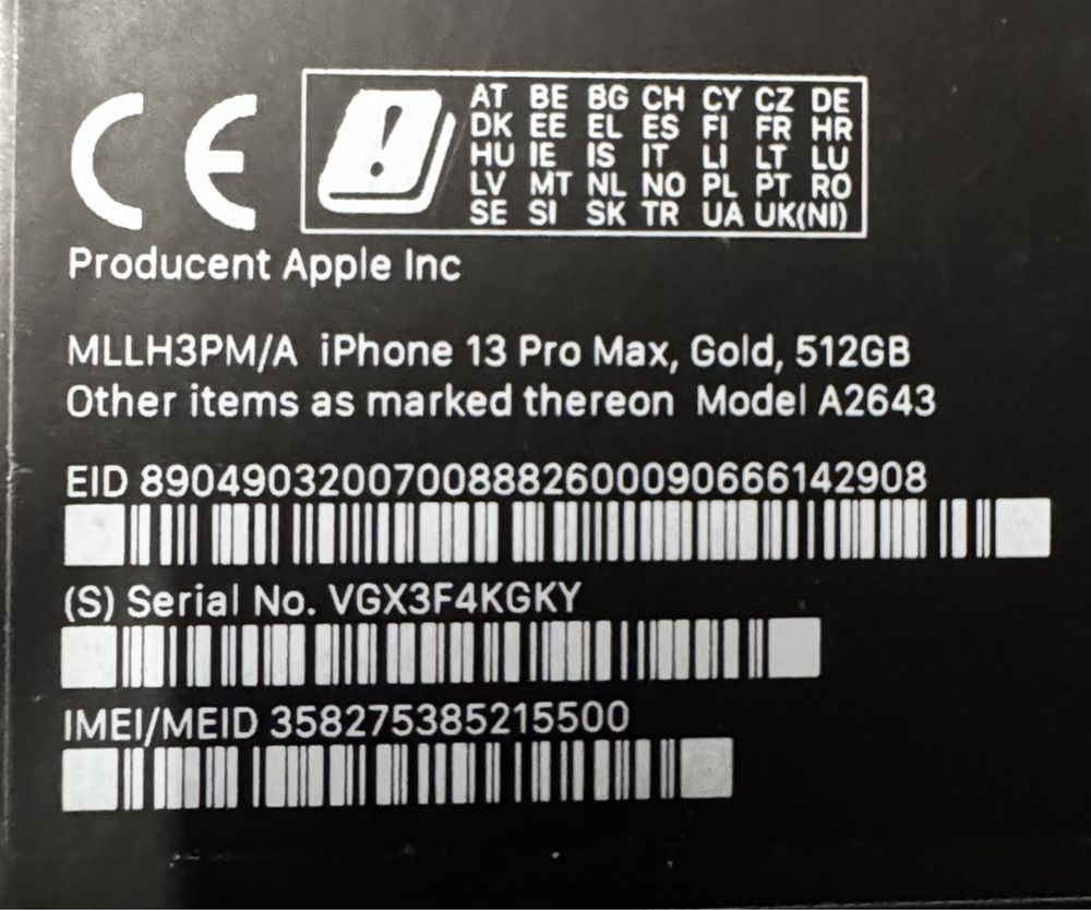 iPhone 13 pro max 512 gold