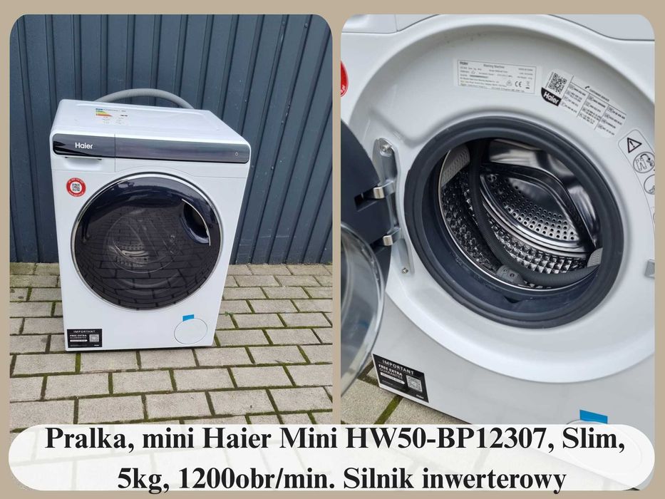 Pralka Slim Haier Mini, 5kg 1200obr/min, Silnik inwerterowy, Prog. 15'