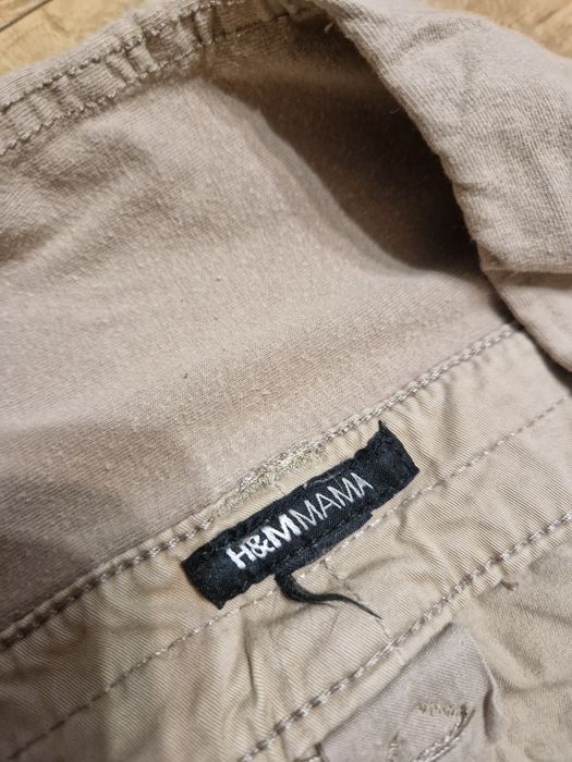 Beżowe przewiewne spodnie ciążowe H&M mama roz. L proste nogawki