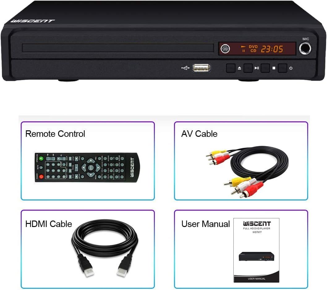 Wiscent Wst977 Odtwarzacz Dvd Do Tv Z Wyjściem Hdmi / Av / Usb Pilot