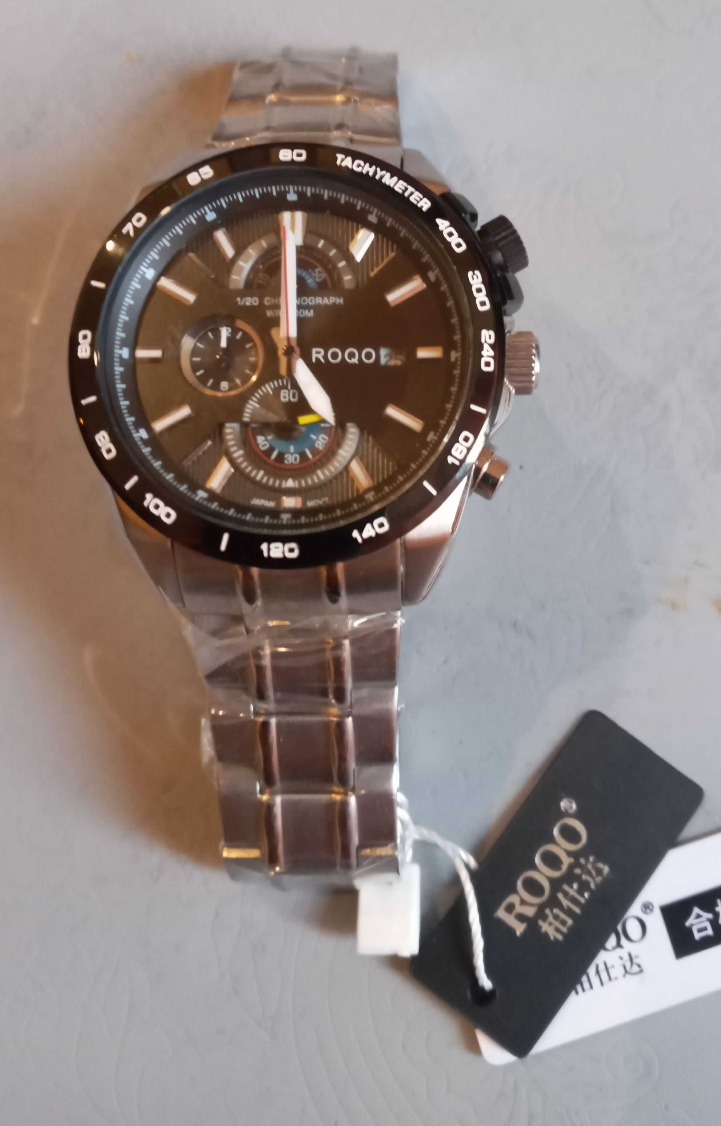 Мужские спортивные часы Roqo Chronograph 8703G, стальные, кварц.