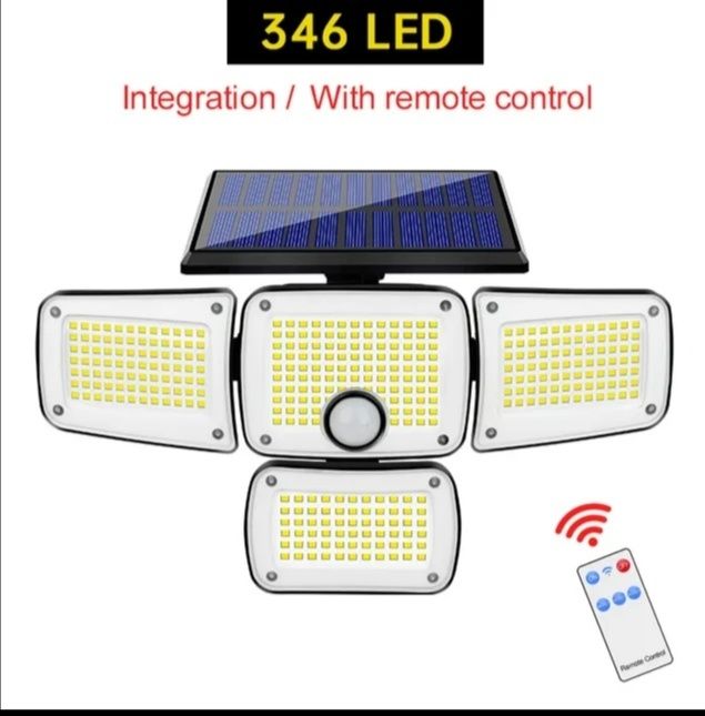 Lampa solarna 348 LED czujnik zmierzchu Mega mocna
