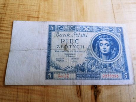 Banknot 5 zl 1930 rok . 2 RP.