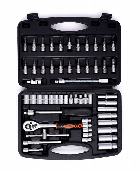 Zestaw kluczy nasadki grzechotka 56el. klucze nasadowe 1/4" kd10834