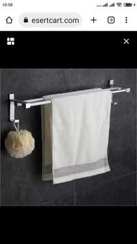 Wieszak na ręczniki srebrny Podwójny aluminium ścienny na ścianę
