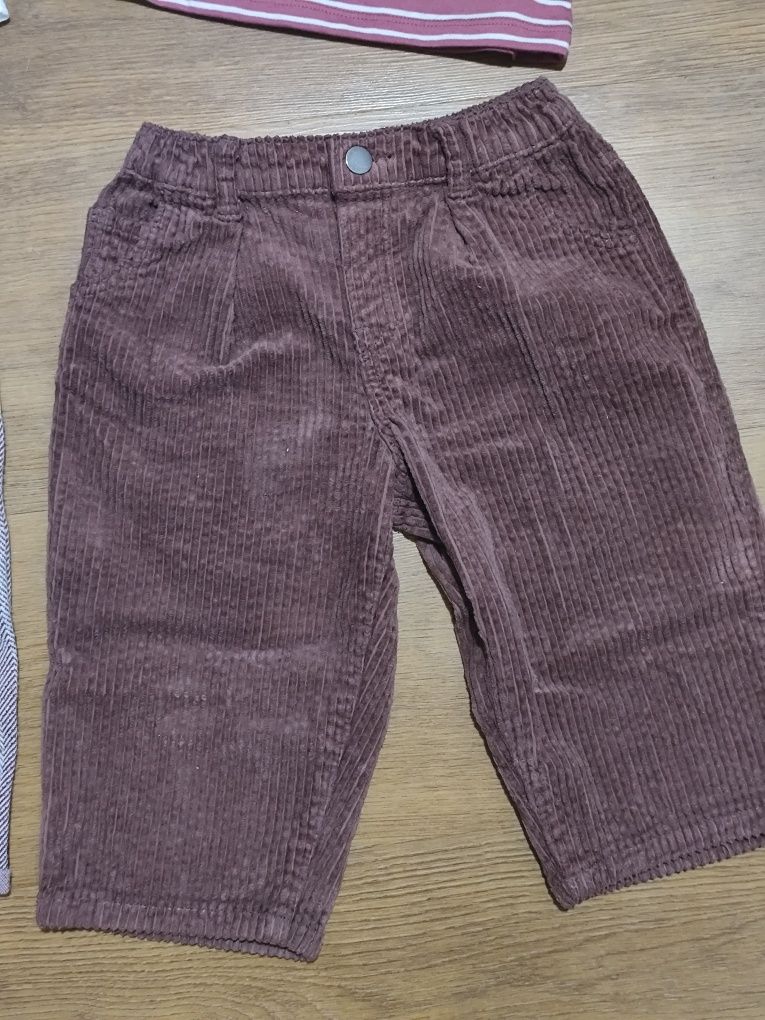 Zestaw spodnie + bluzki r.80-86