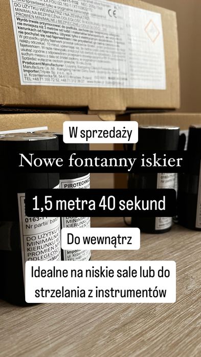 Fontanny wkłady iskier sceniczne zimne iskry do wewnątrz 1.5m 40s
