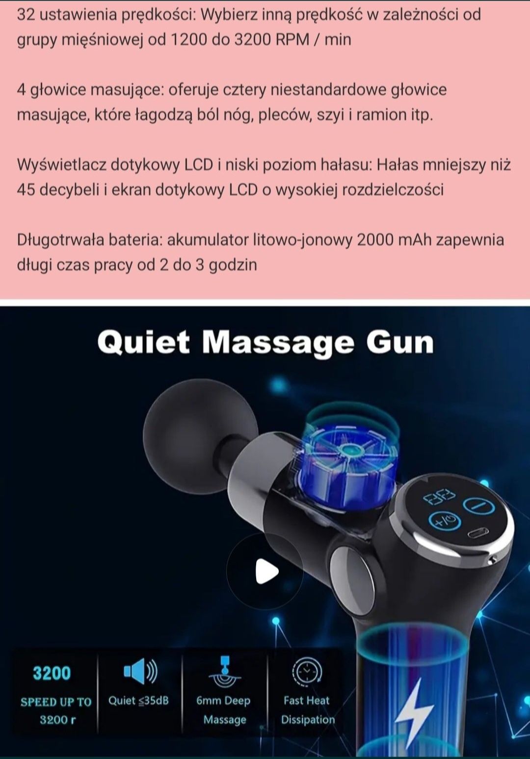 Pistolet wibracyjny masażer profesjonalny ciała