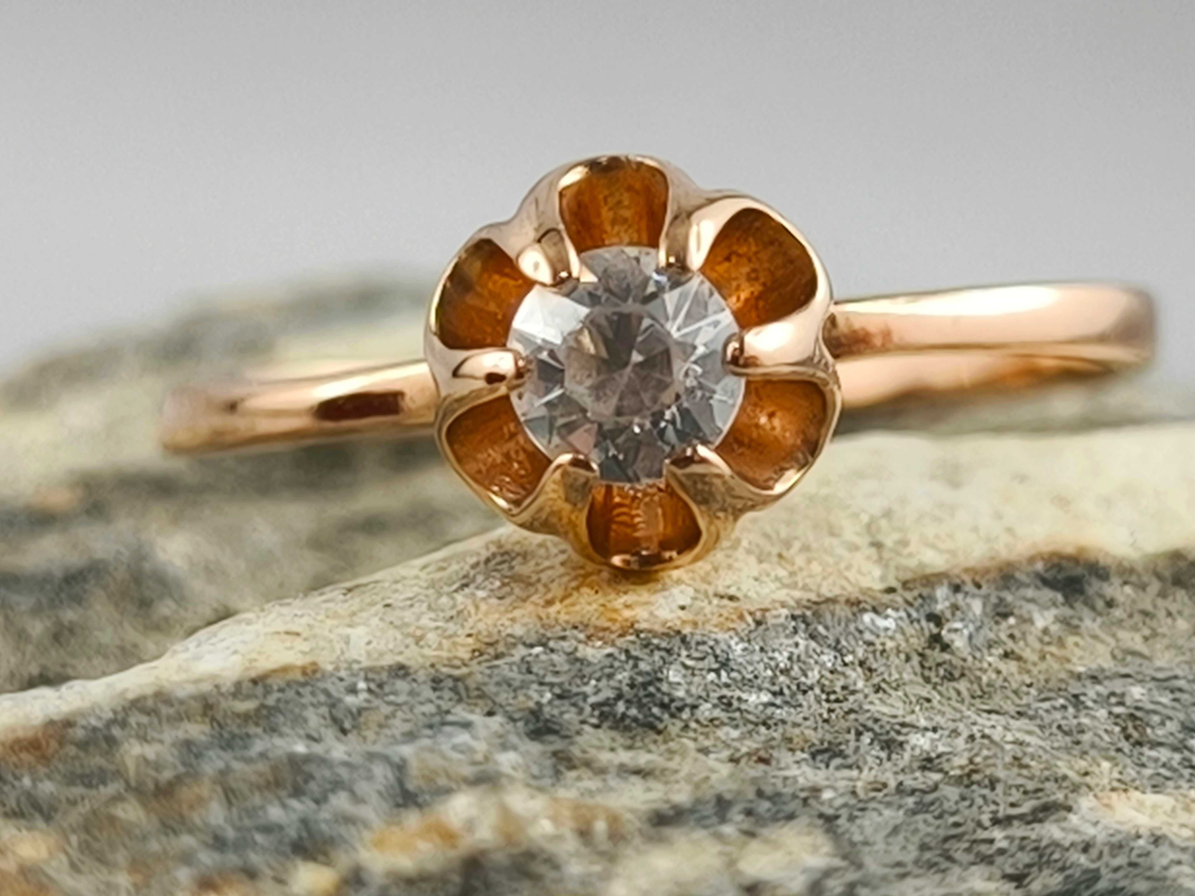 Stary Złoty PIERŚCIONEK z Cyrkonią Rose Gold 14K / Pr.583 / 1,56g