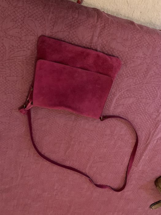 Mala Rosa de camurça