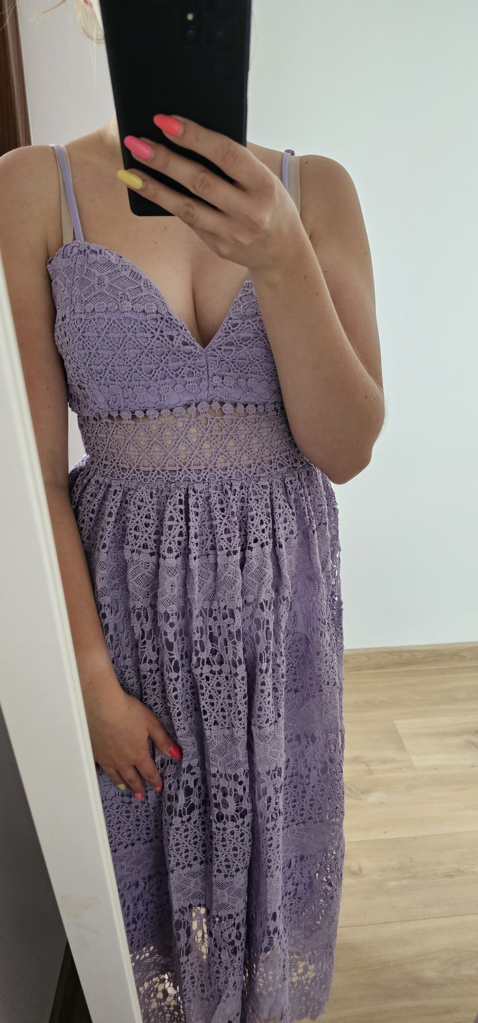 Fioletowa sukienka Missguided r.34 maxi