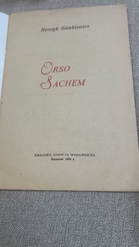 Henryk Sienkiewicz Orso Sachem