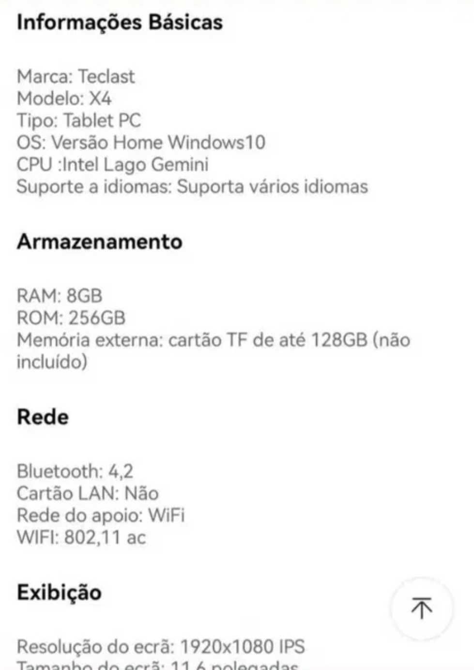 Tablet c/ teclado windows