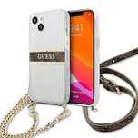 Etui Guess 4g Brown Strap Gold Chain na iPhone 13 mini - przezroczyste