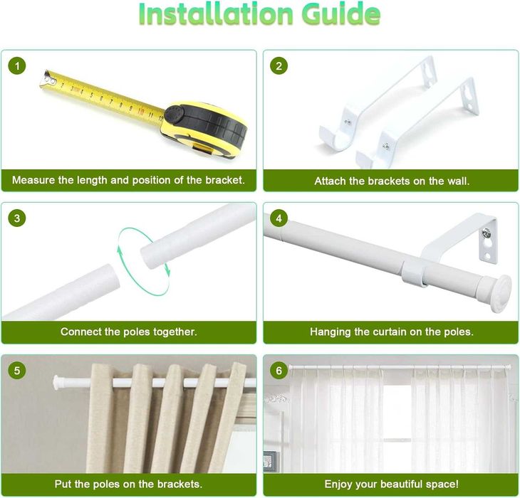 877 HARRMS 16mm Karnisz Rozkładany, Matowy Biały, 76-152 cm