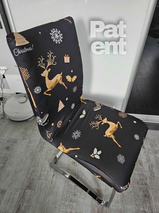 Świąteczne pokrowce na krzesła świąteczne 4 sztuki czarne święta