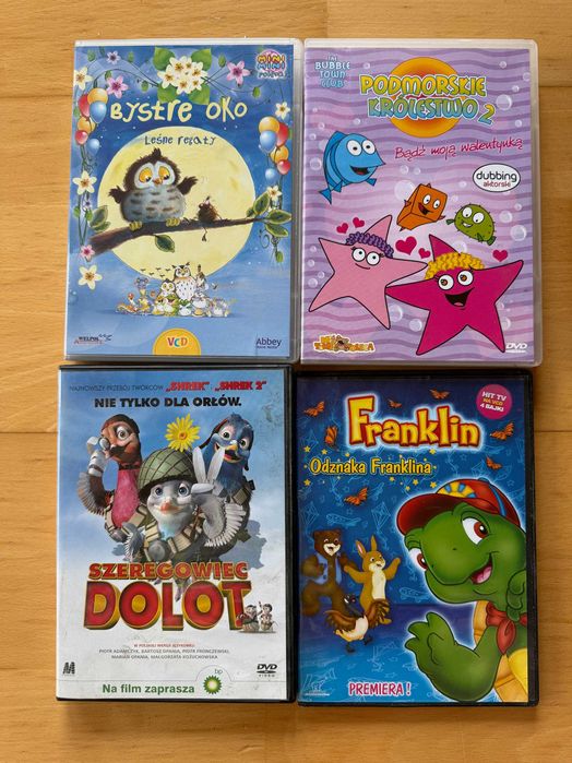 Zestaw 4 bajki dla dzieci DVD Szeregowiec Dolot Franklin Bystre Oko