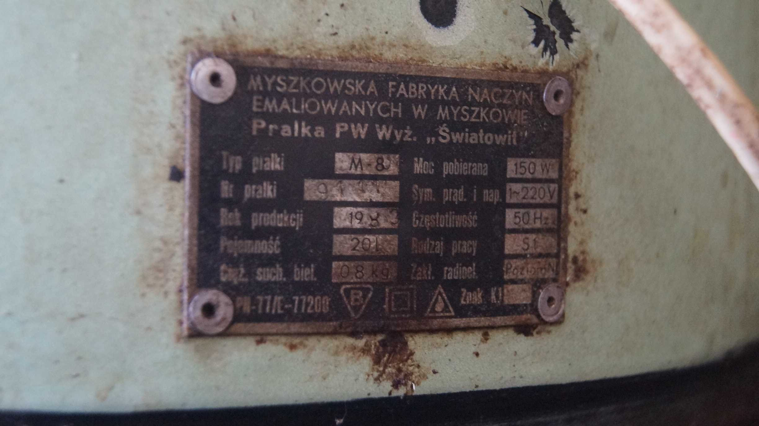 Pralka Frania Światowit M-8 zabytek 1983 z wyżymaczką pokrywą sprawna