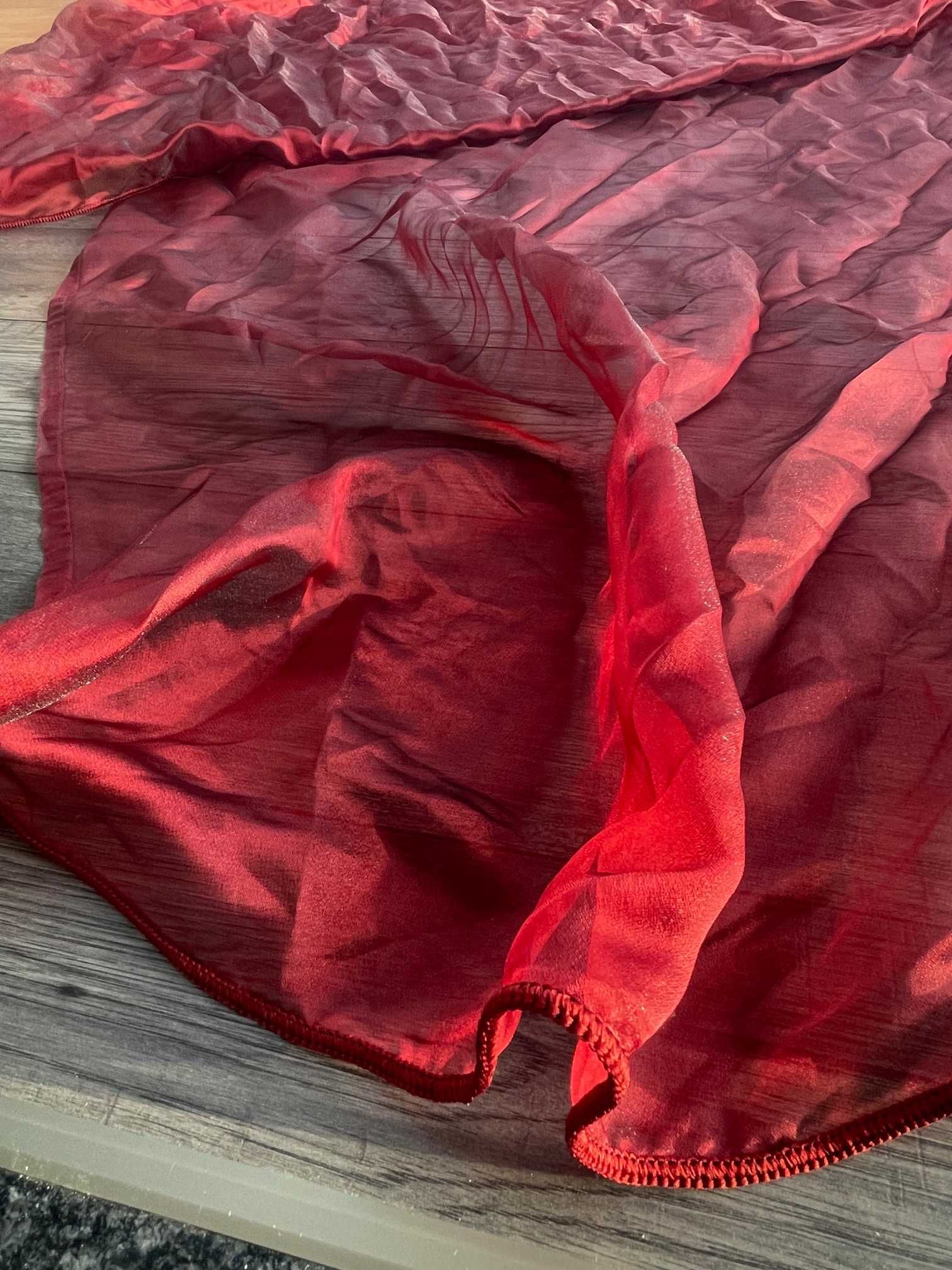 Tiul zasłona czerwona firana 150 x 600 cm