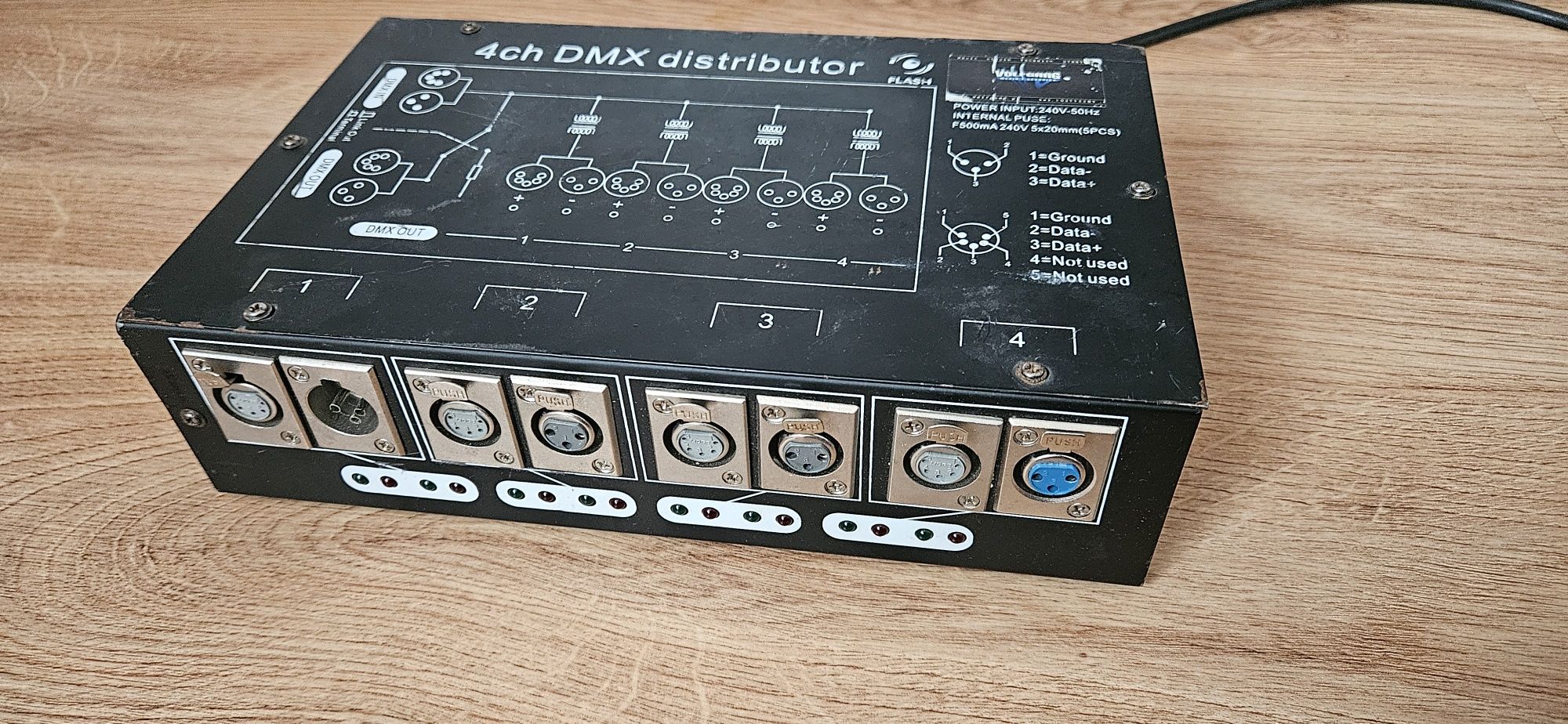 Sterownik rozgałężnik dmx FLASH SPLITTER DMX 512 1 wejście 4 wyjścia