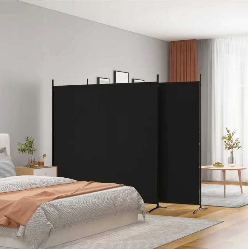 2szt DUŻY Parawan przegroda 3-panelowy czarny 525x180cm HIT