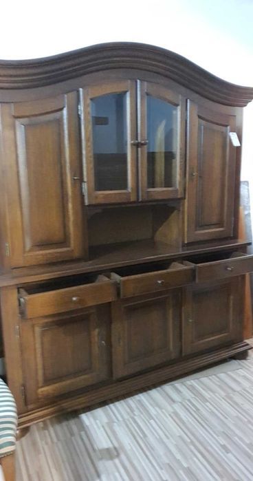 Piękny duży ciemny kredens drewniany dębowy masywny dąb FV DOWÓZ