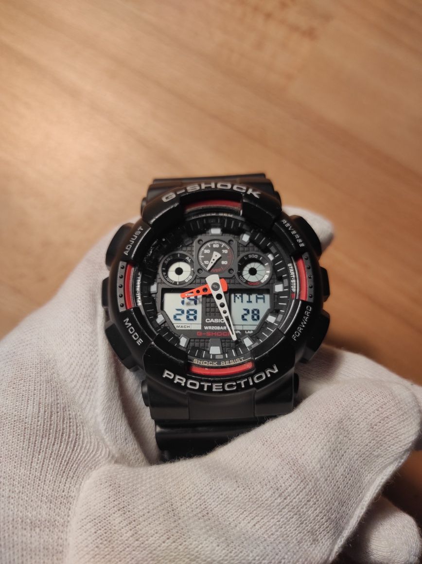 G-shock GA100 czerwono czarny