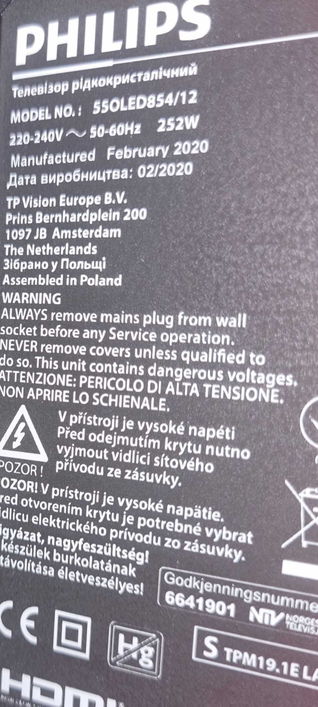 Tv OLED 55 Philips Ambilight / pudełko + podstawka Kraków