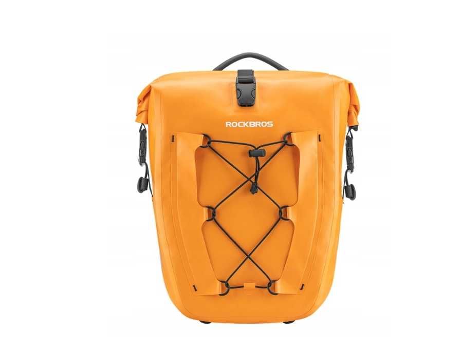 Pomarańczowa sakwa wodoszczelna torba rowerowa na bagażnik 25l pojemna