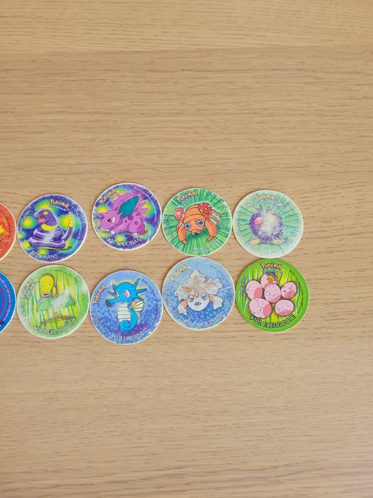 Tazos Pokémon – 1ª Edição Matutano (12 unidades) Com sinais de uso