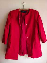 Czerwony płaszcz z podszewka Zara basic collecition