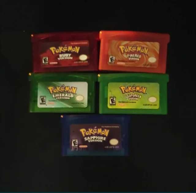 Jogos pokemon gameboy GBA ruby fire red leafgreen sapphire emerald