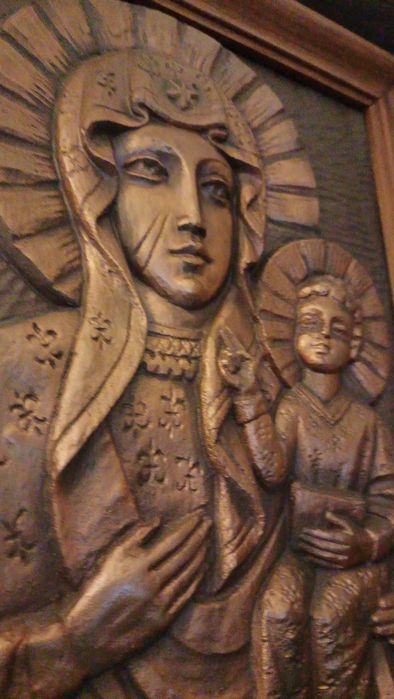 Obraz św Ikona Matki Boskiej Częstochowskiej odlew miedziany