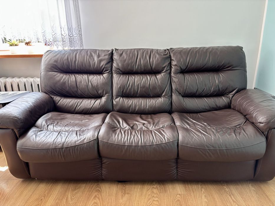 Zestaw wypoczynkowy skórzany – kanapa + 2 fotele (relax)