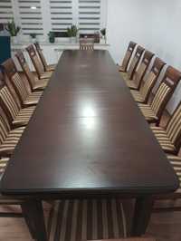 Dębowy stół długość 3,96m 16 krzeseł składany