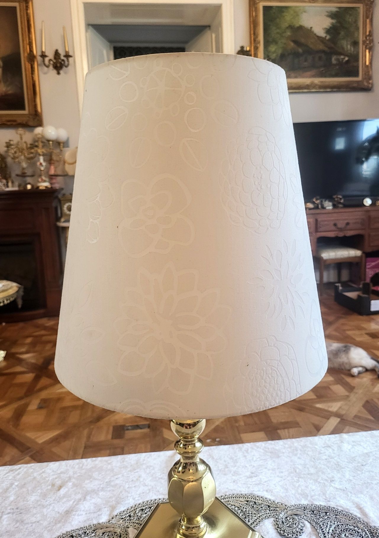 Lampa mosiężna z abażurem