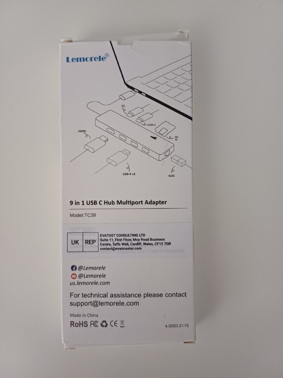 Koncentrator USB HUB Lemorele TC39 adapter 9w1 Gigabit Ethernet 100 W
